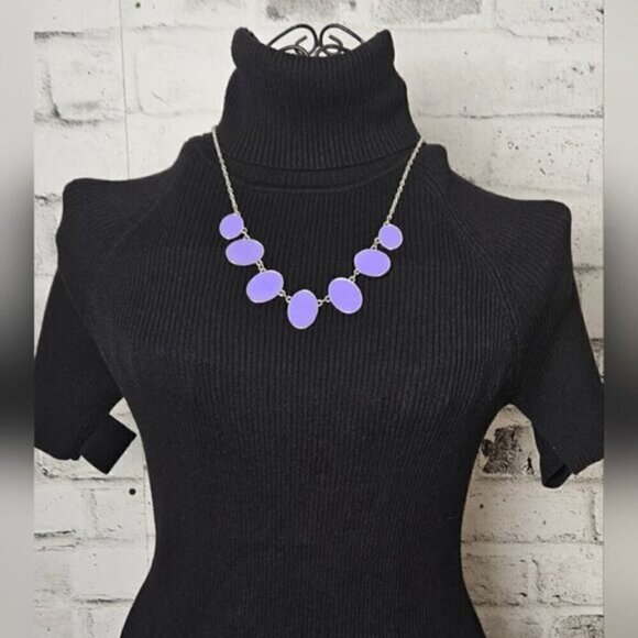 Paparazzi Reversible Purple & Cream Teardrop Statement Necklace – Lightweight - Picture 1 of 8